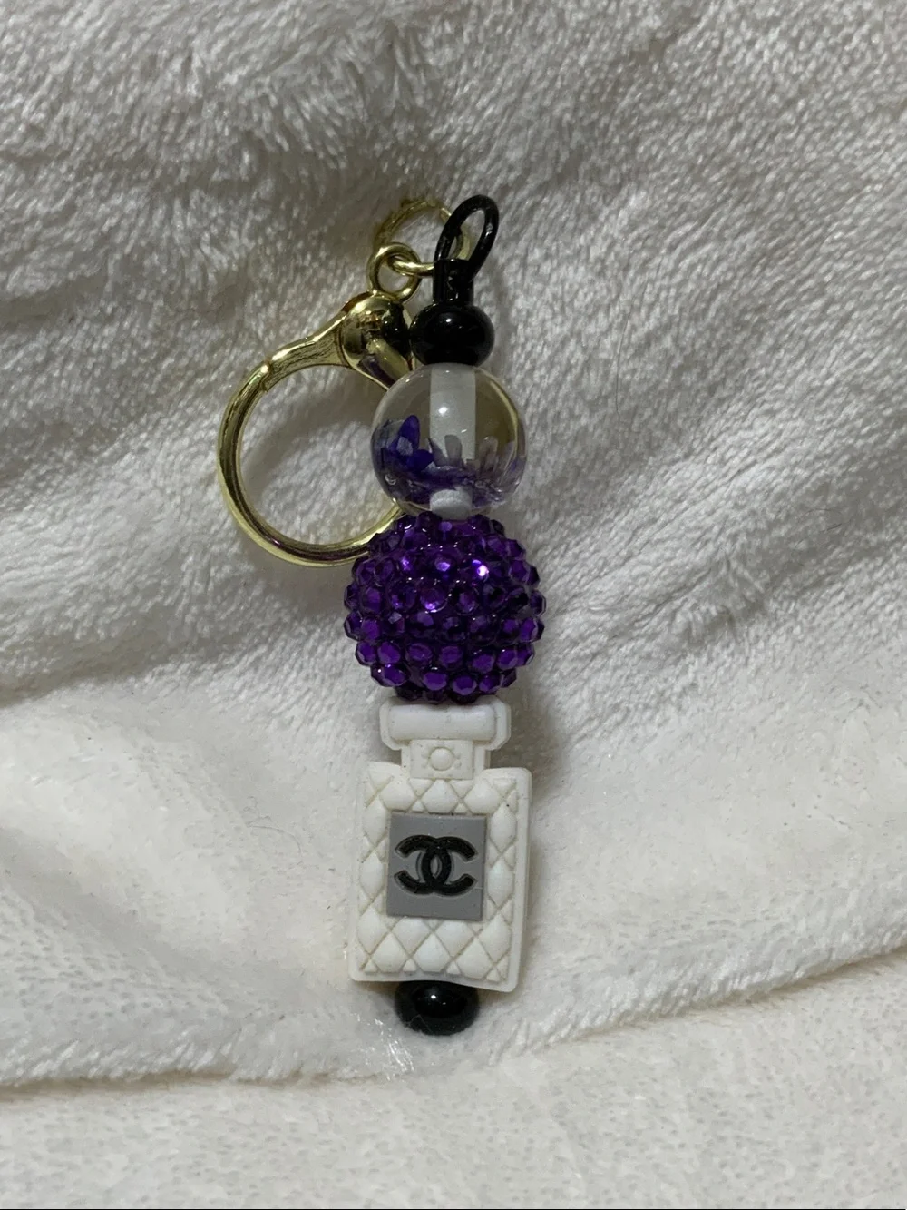Inspired White & Purple Keychain Charm